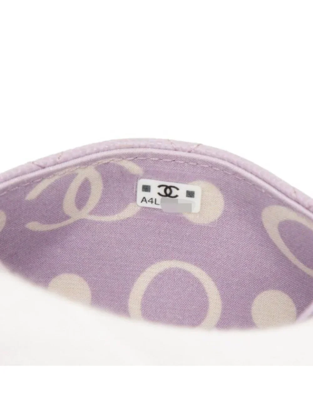 Chanel Quilted CC Logo Card Case Business Purple Caviar Leather